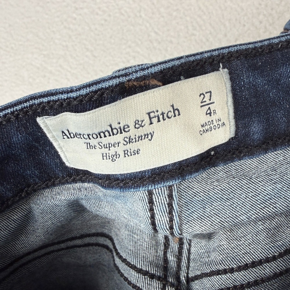 Abercrombie & Fitch Super Skinny Jeans Womens 27/4R Dark Blue High Rise Stretch - Picture 6 of 7